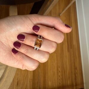 NWT BP November 2024 Ring RBP8436 Flourish With Me Amber Topaz Rhodium Size 9